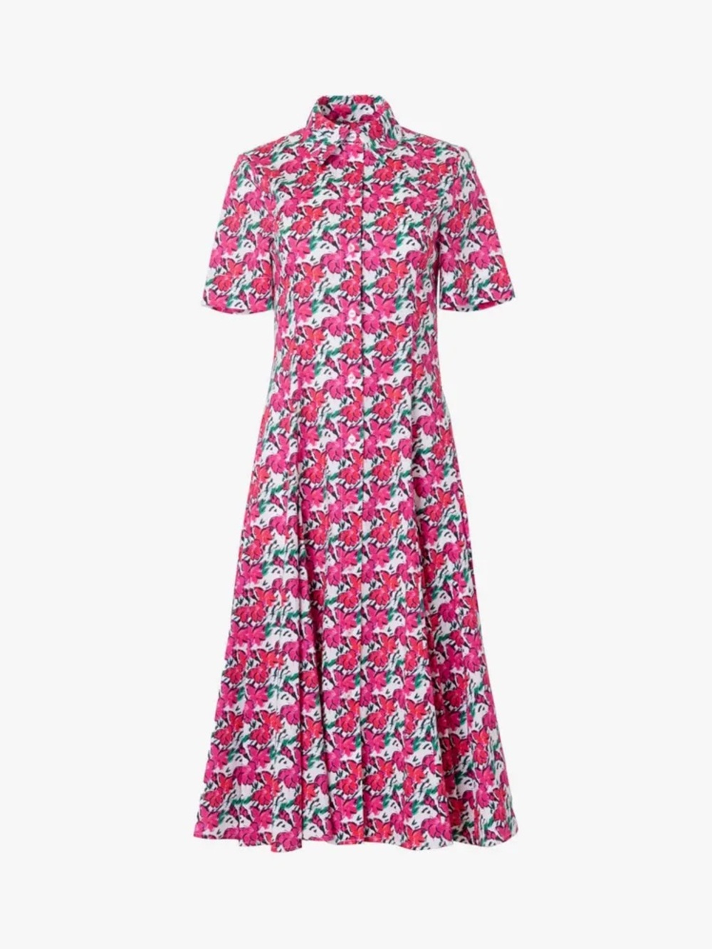Jonathan Cohen Floral Pink Short-Sleeve Shirt Dress Small - Picture 1 of 8